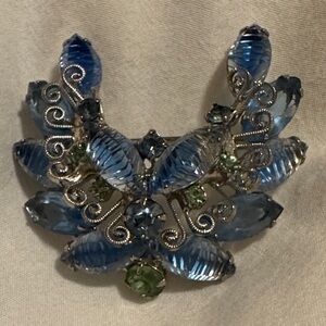 Elegant Blue and Green Brooch